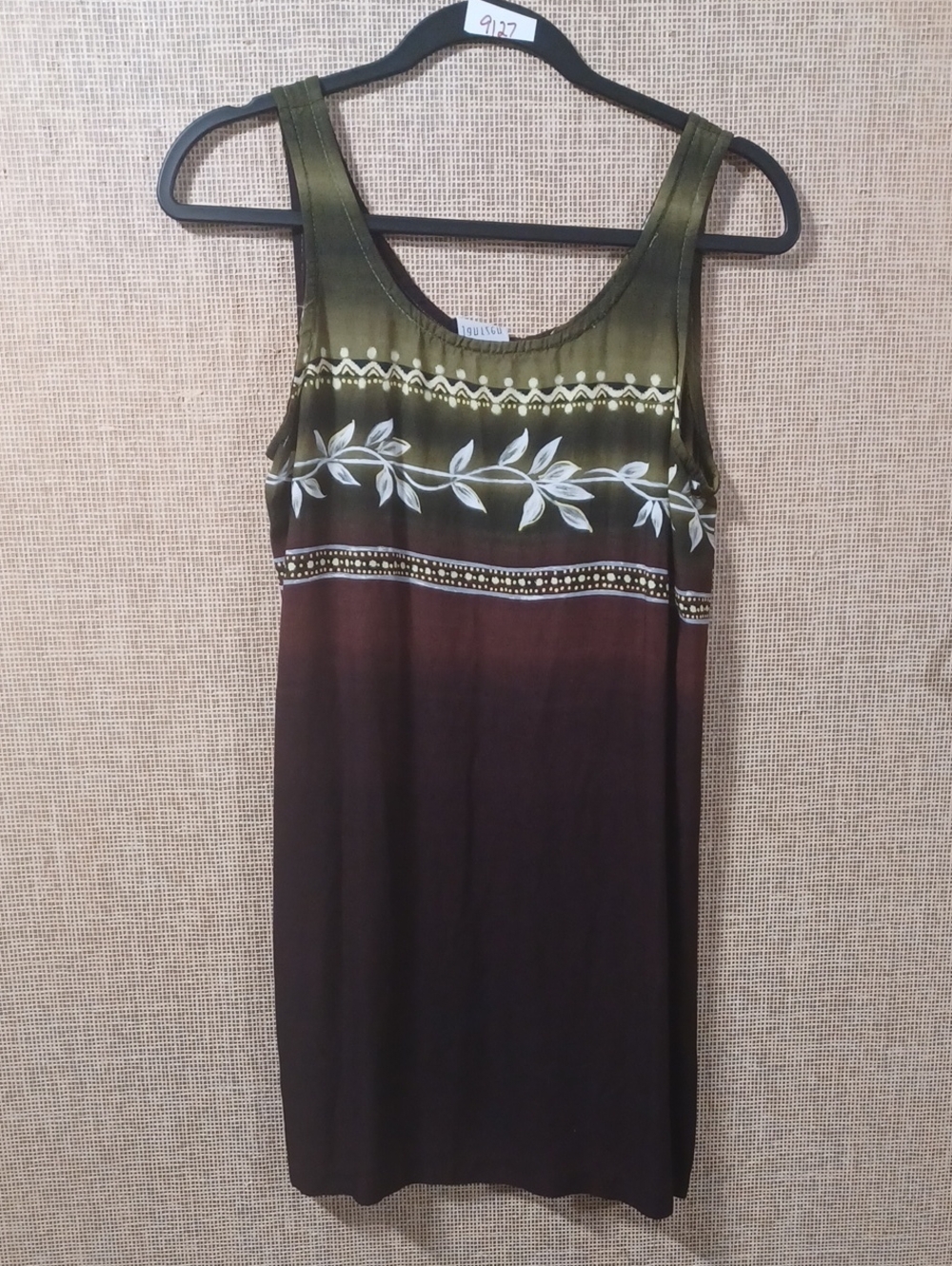 Jantzen Olive and Brown Printed Sleeveless Tank Dress